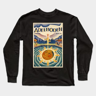 Adelboden, Switzerland, Vintage Travel Ski Poster Long Sleeve T-Shirt